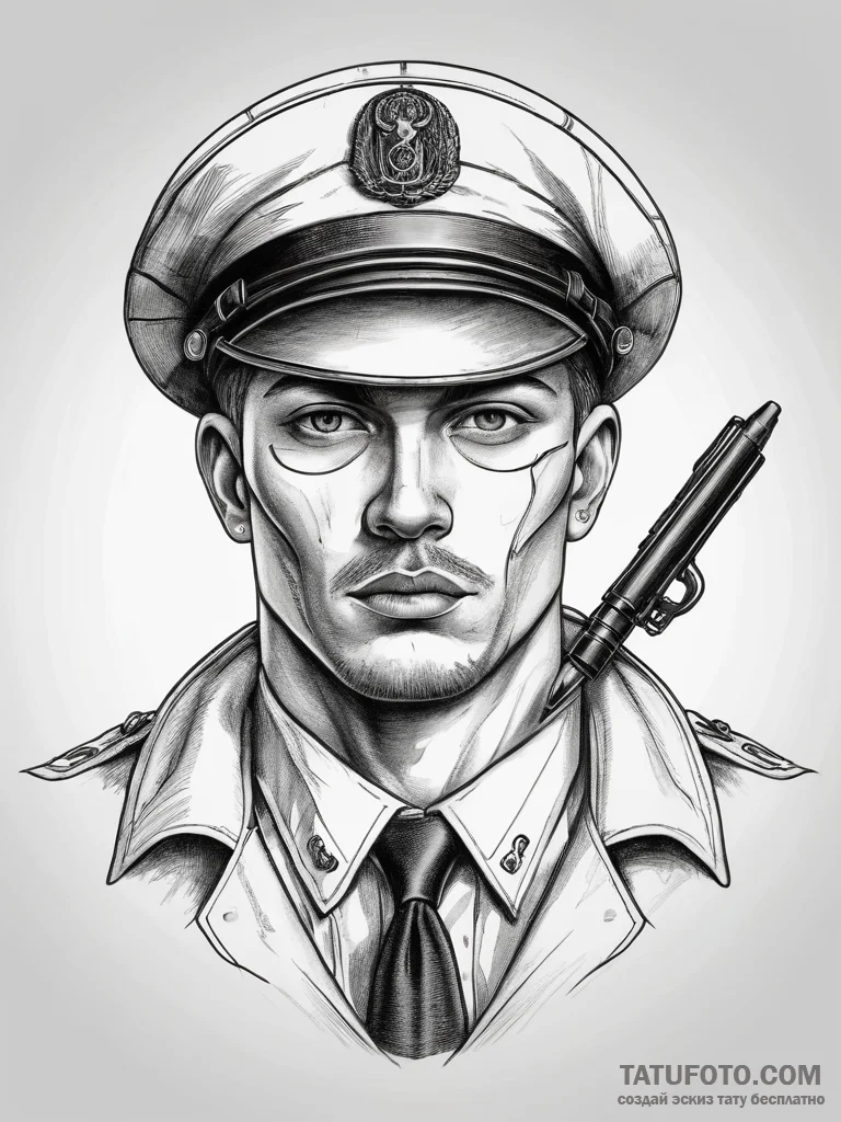 Tattoo sketch soldier with a pen, ink illustr... - эскиз тату (№1757359457_0, 08.09.2025 19:24) — Tatufoto.com