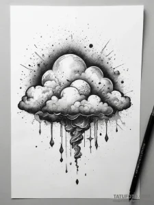 Tattoo sketch puns a cloud that says "every c... - эскиз тату (№1757360858_0, 08.09.2025 19:47) — Tatufoto.com