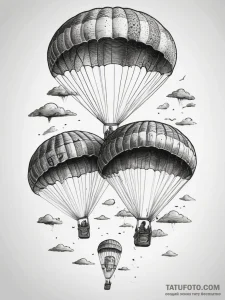 Tattoo sketch paratroopers landing, ink illus... - эскиз тату (№1757362446_0, 08.09.2025 20:14) — Tatufoto.com