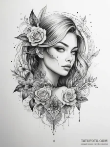 Tattoo sketch elegant tattoo - эскиз тату (№1757364431_0, 08.09.2025 20:47) — Tatufoto.com