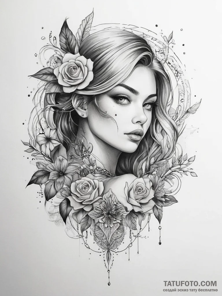 Tattoo sketch elegant tattoo - эскиз тату (№1757364431_0, 08.09.2025 20:47) — Tatufoto.com
