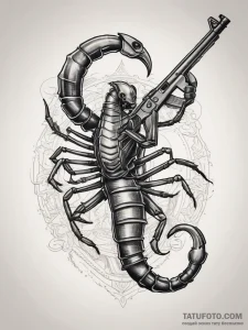 Tattoo sketch scorpion with a rifle, artistic... - эскиз тату (№1757365625_0, 08.09.2025 21:07) — Tatufoto.com
