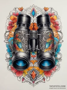 Tattoo sketch binoculars, concept art for tat... - эскиз тату (№1757366013_0, 08.09.2025 21:13) — Tatufoto.com