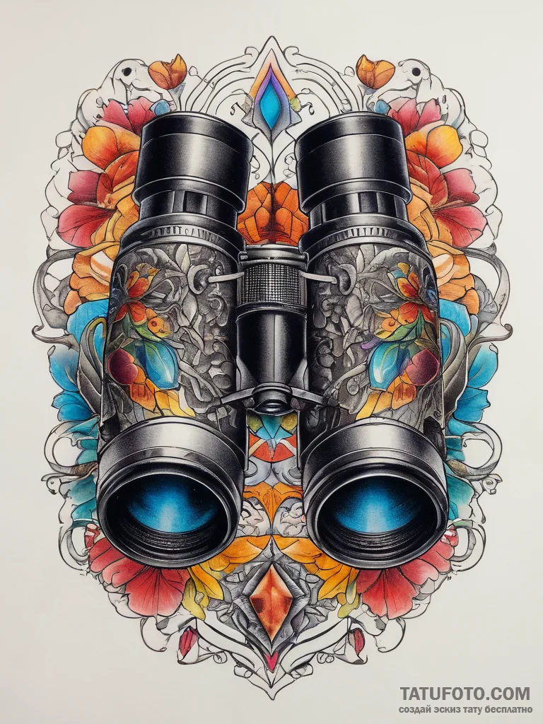 Tattoo sketch binoculars, concept art for tat... - эскиз тату (№1757366013_0, 08.09.2025 21:13) — Tatufoto.com