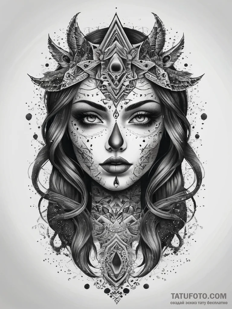 Tattoo sketch mystical entity, tattoo sketch... - эскиз тату (№1757366226_0, 08.09.2025 21:17) — Tatufoto.com
