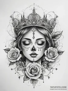 Tattoo sketch tiara, tattoo flash sheet desig... - эскиз тату (№1757366622_0, 08.09.2025 21:23) — Tatufoto.com