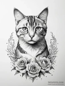 Tattoo sketch domovoy with a cat - эскиз тату (№1757368605_0, 08.09.2025 21:56) — Tatufoto.com