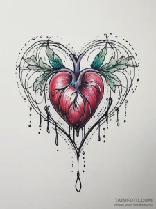 Tattoo sketch bleeding heart flower, artistic... - эскиз тату (№1757369388_0, 08.09.2025 22:09) — Tatufoto.com