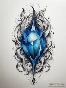 Tattoo sketch sapphire, tattoo line art, soft... - эскиз тату (№1757369984_0, 08.09.2025 22:19) — Tatufoto.com