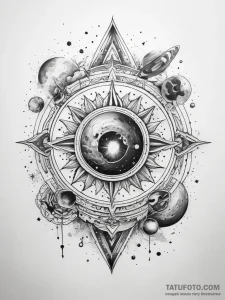 Tattoo sketch cosmic cosmos - эскиз тату (№1757370575_0, 08.09.2025 22:29) — Tatufoto.com