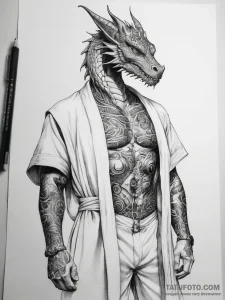 Tattoo sketch robe with a dragon - эскиз тату (№1757370780_0, 08.09.2025 22:33) — Tatufoto.com