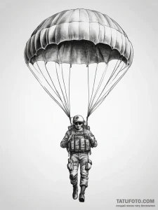 Tattoo sketch paratrooper with a parachute - эскиз тату (№1757370974_0, 08.09.2025 22:36) — Tatufoto.com