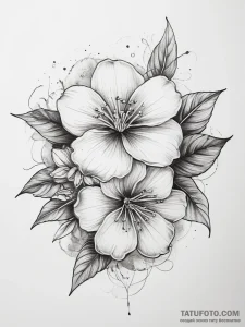 Tattoo sketch coffee blossom - эскиз тату (№1757371372_0, 08.09.2025 22:42) — Tatufoto.com