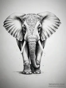 Tattoo sketch dotwork слон из точек - эскиз тату (№1757371575_0, 08.09.2025 22:46) — Tatufoto.com