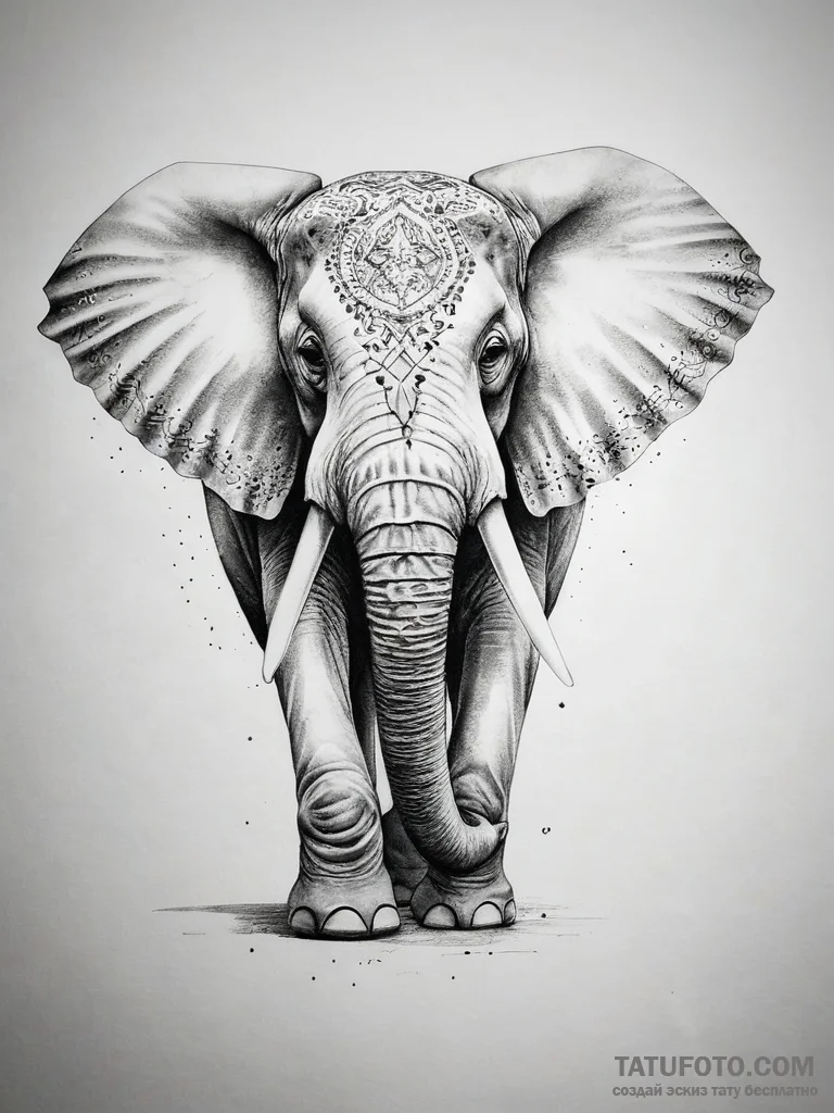 Tattoo sketch dotwork слон из точек - эскиз тату (№1757371575_0, 08.09.2025 22:46) — Tatufoto.com