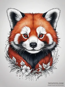 Tattoo sketch red panda, ink illustration for... - эскиз тату (№1757375758_0, 08.09.2025 23:55) — Tatufoto.com