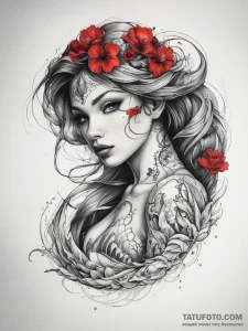 Tattoo sketch mermaid tattoo, concept art for... - эскиз тату (№1757376155_0, 09.09.2025 00:02) — Tatufoto.com