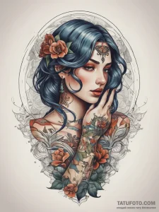 Tattoo sketch hands with a map, concept art f... - эскиз тату (№1757376556_0, 09.09.2025 00:09) — Tatufoto.com