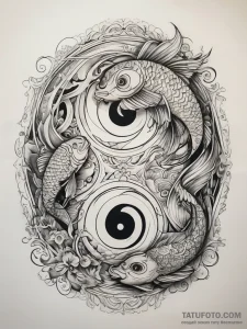 Tattoo sketch yin and yang with fish, artisti... - эскиз тату (№1757376750_0, 09.09.2025 00:12) — Tatufoto.com