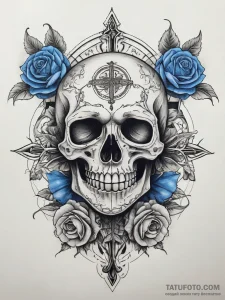 Tattoo sketch blue, tattoo line art, chicano... - эскиз тату (№1757377140_0, 09.09.2025 00:19) — Tatufoto.com