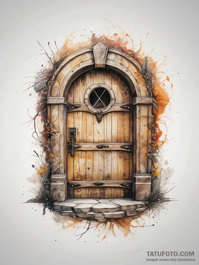 Tattoo sketch hobbit door, artistic tattoo sk... - эскиз тату (№1757378741_0, 09.09.2025 00:45) — Tatufoto.com
