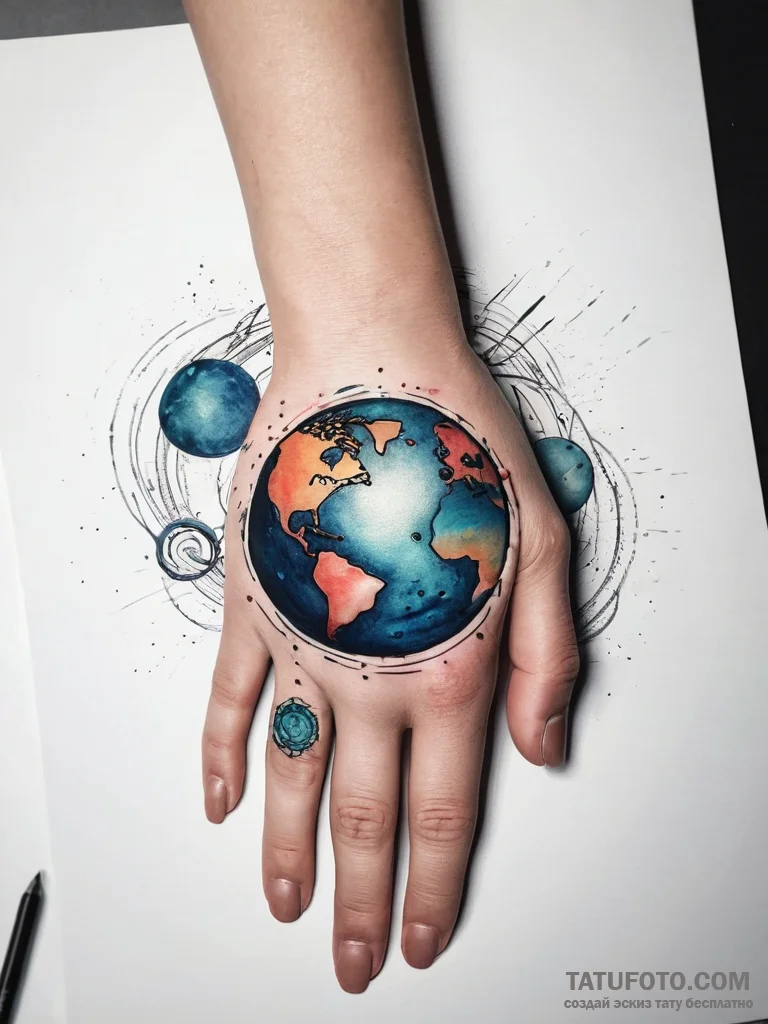 Tattoo sketch hands with a planet, tattoo dra... - эскиз тату (№1757379747_0, 09.09.2025 01:02) — Tatufoto.com