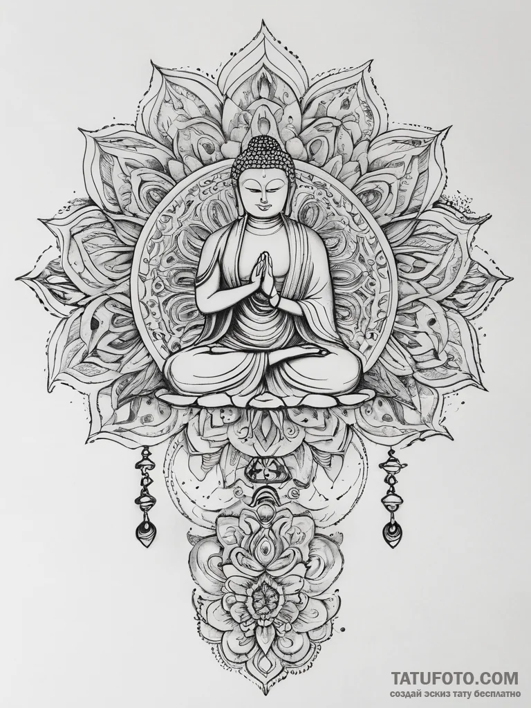 Tattoo sketch buddha's footprint - эскиз тату (№1757379941_0, 09.09.2025 01:05) — Tatufoto.com