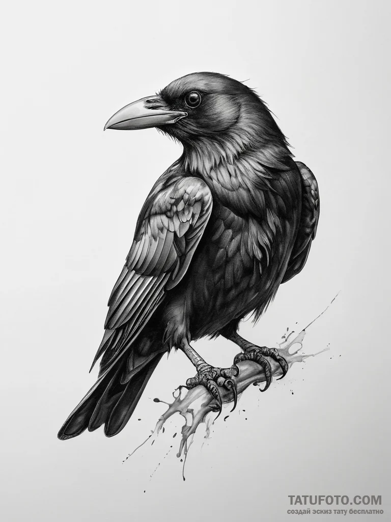 Tattoo sketch crow - эскиз тату (№1757380745_0, 09.09.2025 01:19) — Tatufoto.com