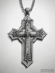 Tattoo sketch dog tags and a cross, artistic... - эскиз тату (№1757381139_0, 09.09.2025 01:25) — Tatufoto.com