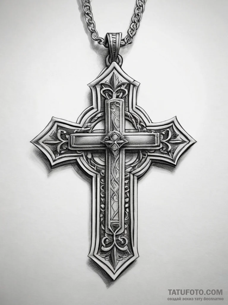 Tattoo sketch dog tags and a cross, artistic... - эскиз тату (№1757381139_0, 09.09.2025 01:25) — Tatufoto.com