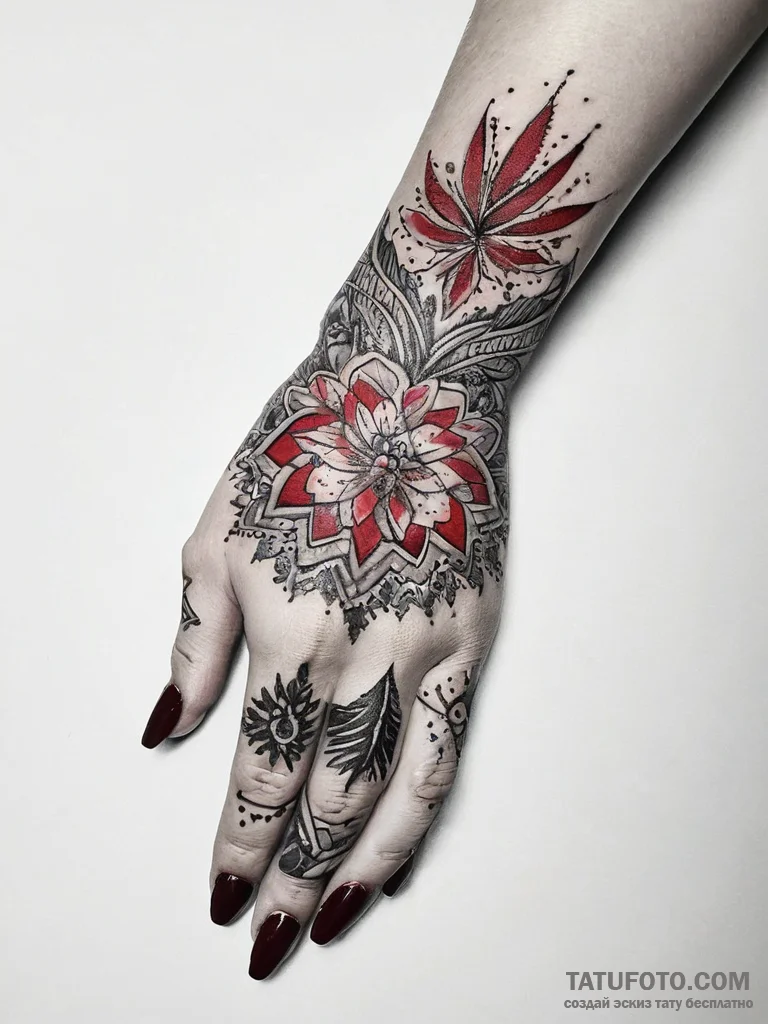 Tattoo sketch hands with a brush, tattoo sket... - эскиз тату (№1757381339_0, 09.09.2025 01:28) — Tatufoto.com