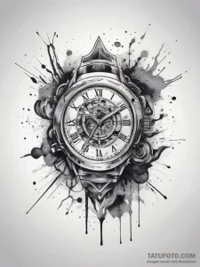 Tattoo sketch watch face, tattoo sketch desig... - эскиз тату (№1757381542_0, 09.09.2025 01:32) — Tatufoto.com
