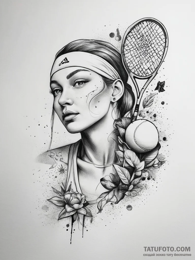 Tattoo sketch tennis a person serving, tattoo... - эскиз тату (№1757382130_0, 09.09.2025 01:42) — Tatufoto.com