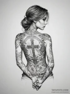 Tattoo sketch fine line of a person's back, c... - эскиз тату (№1757382728_0, 09.09.2025 01:52) — Tatufoto.com