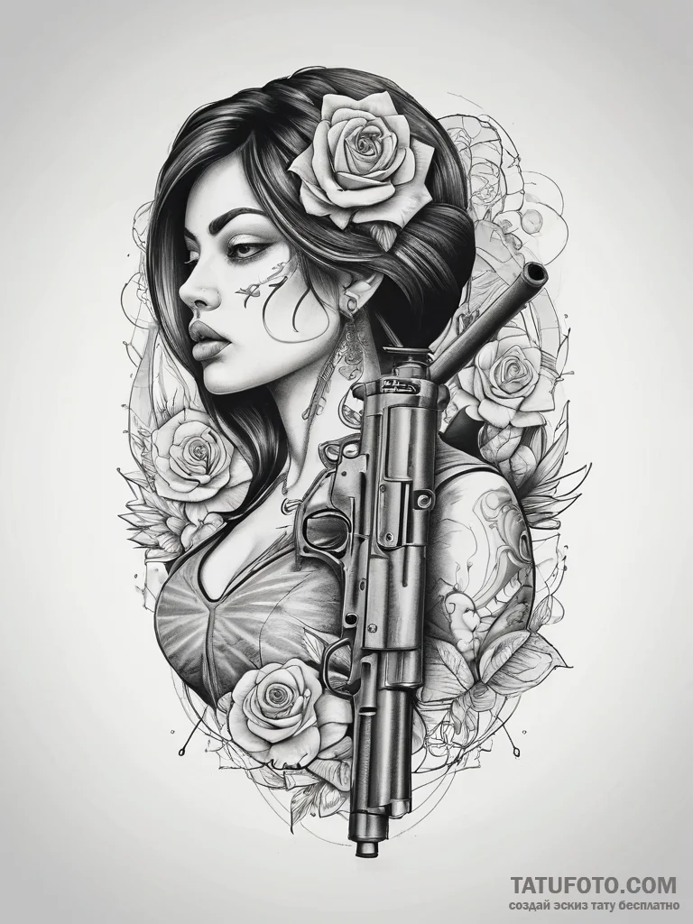 Tattoo sketch chicano пистолет, tattoo sketch... - эскиз тату (№1757384319_0, 09.09.2025 02:18) — Tatufoto.com