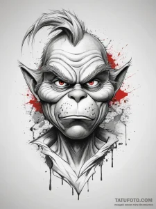 Tattoo sketch the grinch with a tail, ink ill... - эскиз тату (№1757384721_0, 09.09.2025 02:25) — Tatufoto.com
