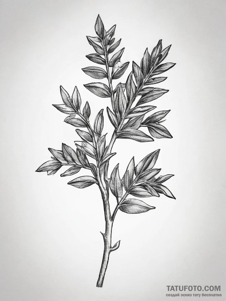 Tattoo sketch thyme sprig, artistic tattoo sk... - эскиз тату (№1757385891_0, 09.09.2025 02:44) — Tatufoto.com