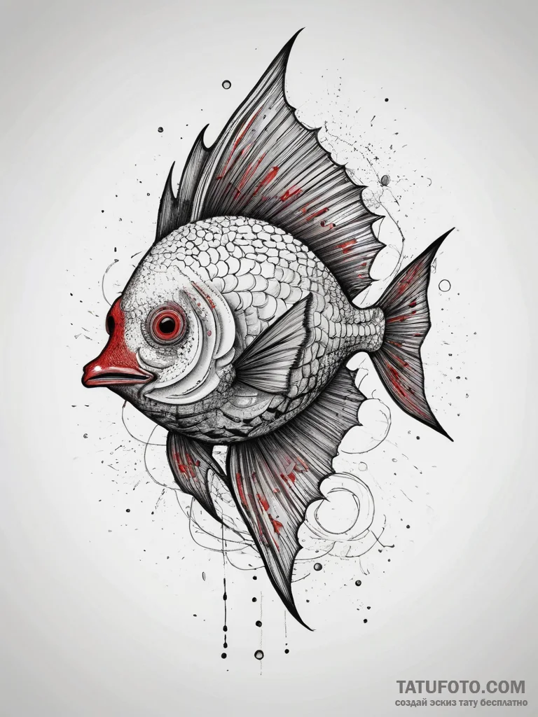 Tattoo sketch batfish, ink illustration for t... - эскиз тату (№1757386286_0, 09.09.2025 02:51) — Tatufoto.com