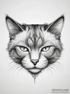 Tattoo sketch sleeping cat, tattoo line art,... - эскиз тату (№1757387474_0, 09.09.2025 03:11) — Tatufoto.com