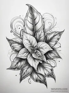 Tattoo sketch basil leaves, tattoo line art,... - эскиз тату (№1757389459_0, 09.09.2025 03:44) — Tatufoto.com