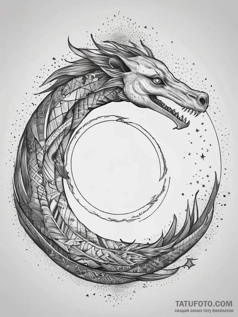 Tattoo sketch ouroboros with stars, tattoo fl... - эскиз тату (№1757390051_0, 09.09.2025 03:54) — Tatufoto.com