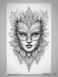Tattoo sketch masquerade mask half, tattoo dr... - эскиз тату (№1757390244_0, 09.09.2025 03:57) — Tatufoto.com