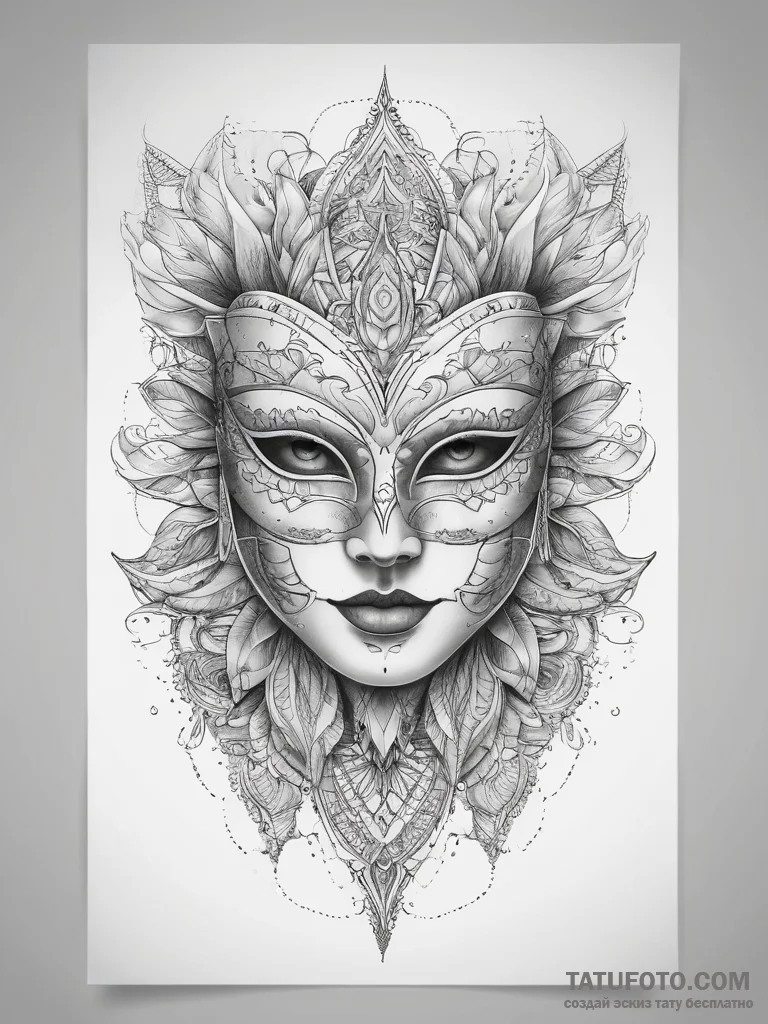 Tattoo sketch masquerade mask half, tattoo dr... - эскиз тату (№1757390244_0, 09.09.2025 03:57) — Tatufoto.com