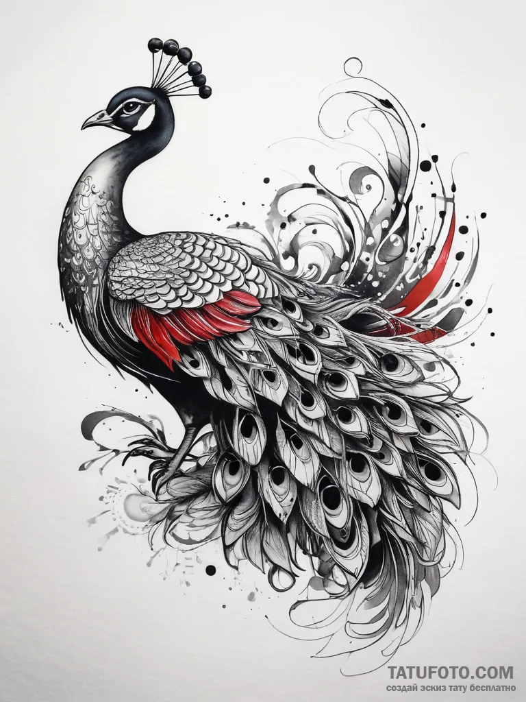 Tattoo sketch peacock tattoo, tattoo flash sh... - эскиз тату (№1757390446_0, 09.09.2025 04:00) — Tatufoto.com