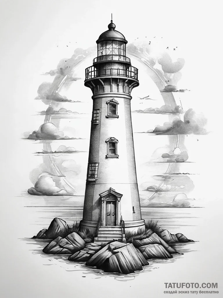 Tattoo sketch lighthouse tattoo - эскиз тату (№1757391249_0, 09.09.2025 04:14) — Tatufoto.com
