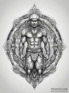 Tattoo sketch soldier with a chain, ink illus... - эскиз тату (№1757392434_0, 09.09.2025 04:33) — Tatufoto.com