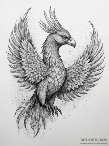 Tattoo sketch phoenix with a quote, tattoo li... - эскиз тату (№1757393816_0, 09.09.2025 04:56) — Tatufoto.com