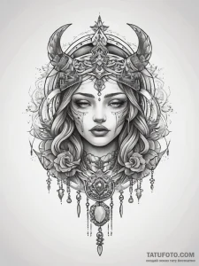 Tattoo sketch spirit chain, ink illustration... - эскиз тату (№1757398372_0, 09.09.2025 06:12) — Tatufoto.com
