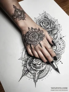 Tattoo sketch hands with a pen, artistic tatt... - эскиз тату (№1757398571_0, 09.09.2025 06:16) — Tatufoto.com