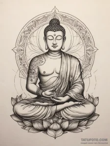 Tattoo sketch buddha in lotus pose, tattoo sk... - эскиз тату (№1757398773_0, 09.09.2025 06:19) — Tatufoto.com